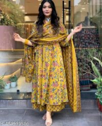 Bloom in Style: Yellow Floral DelightName: Bloom in Style: Yellow Floral DelightKurta Fabric: Viscose Rayon - Image 3