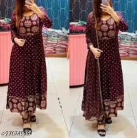  Anarkali Dupatta Set" Women's Printed "Anarkali Kurti" & Pant Dupatta Set  Fabric : Rayon  Sleeve Length : Long Sleeves  Pattern : Printed  Combo of : Single