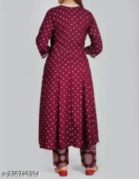  Anarkali Dupatta Set" Women's Printed "Anarkali Kurti" & Pant Dupatta Set  Fabric : Rayon  Sleeve Length : Long Sleeves  Pattern : Printed  Combo of : Single - Image 4