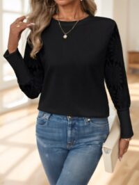 Floral Lace Splicing Elegant T-Shirt - Image 6