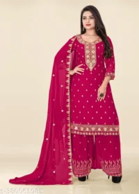 ZariEmbroidery)} Purple Kurta Set For Women and Girls  Kurta Fabric : Georgette