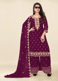 ZariEmbroidery)} Purple Kurta Set For Women and Girls  Kurta Fabric : Georgette - Image 8