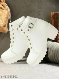  Attractive,Comfortable & Stylish Casual High Block Heel Boot For Women Ankle Length Design  Material : Synthetic  Sole Material : PVC  Pattern : Striped - Image 3