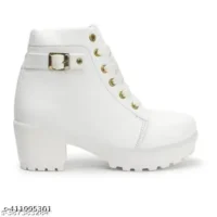  Attractive,Comfortable & Stylish Casual High Block Heel Boot For Women Ankle Length Design  Material : Synthetic  Sole Material : PVC  Pattern : Striped - Image 4