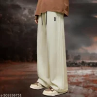  Men’s Loose Fit Track Pants | Wide-Leg Oversized Joggers | Plus-Size Trousers with Stitched Panel Side Seams  Fabric : Polyester  Pattern : Self-Design - Image 2