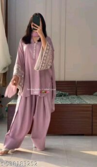 Aagam Fabulous Women Dupatta Sets Kurta Fabric: Satin