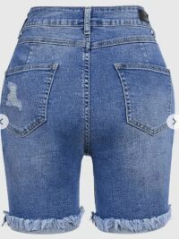 Women's Plus Size Ripped Denim Shorts High Stretch - Image 3