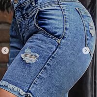 Women's Plus Size Ripped Denim Shorts High Stretch - Image 6