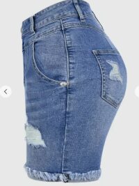 Women's Plus Size Ripped Denim Shorts High Stretch - Image 2
