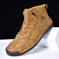 Leather Shoes High-top Retro Casual Boots - Image 2