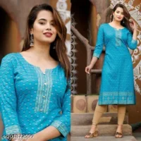  Straight Kurti  Fabric : Rayon  Sleeve Length : Three-Quarter Sleeves  Pattern : Printed  Combo of : Single - Image 10