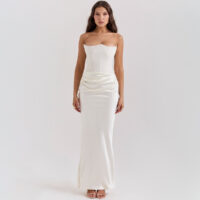 Slim Tube Top Long Dress Sexy Fashion Bandeau Backless Party Evening Dresses For Women Clothing - Image 3