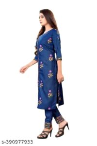 New Trendy Kurta Sets Fabric: Cotton Sleeve Length: Three-Quarter Sleeves Pattern: Printed,Embroidered - Image 3