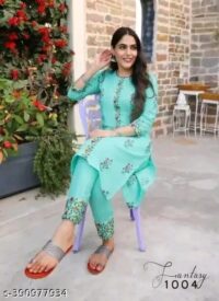 New Trendy Kurta Sets Fabric: Cotton Sleeve Length: Three-Quarter Sleeves Pattern: Printed,Embroidered