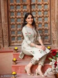 New Trendy Kurta Sets Fabric: Cotton Sleeve Length: Three-Quarter Sleeves Pattern: Printed,Embroidered - Image 6