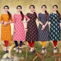  Polyster/Crepe fabric-Alisha Attractive Kurtis  Fabric : Crepe  Sleeve Length : Three-Quarter Sleeves  Pattern : Printed  Combo of : Combo of 5 - Image 4