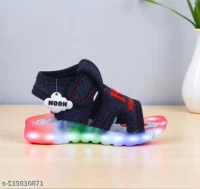  Skin Friendly Sweat Free Kids Boys and Girls Led Light Sandal (Bacho ke Light wale Sandal/Sandle/Sandel) Dark Blue  Material : Canvas  Sole Material : Rubber  Character : Not Applicable - Image 2