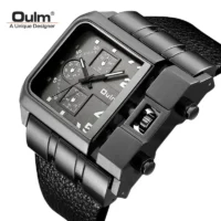 Oulm 3364 Men Luxury Quartz Watches Relojes Montre Homme Rectangle New Style Fashion Leather Band Sport Wrist Watch for Japan - Image 6