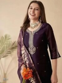 Ap-monika Women's Embroidered Chanderi Kurta With Bootom & Tissue Dupatta Set✨* - Image 5