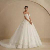 Off-shoulder Bridal Main Wedding Dress Elegant Court Style High-grade Luxury French Light Door Yarn - Image 8