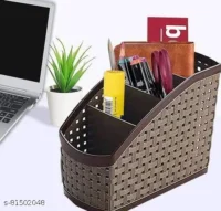 Plastic 4 Section Multi-Purpose Storage Box Organizer for Desk Home Table Accessories Stand (Multicolor)
