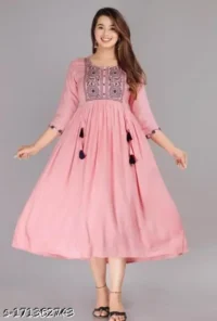 Women Embroidered Viscose Rayon Anarkali Kurta