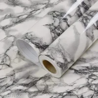 DOM EXPORT Wall Stickers Marble Wallpaper Furniture Kitchen, Cabinets, Almirah, Tabletop, Plastic Table, Wooden Table, Wardrobe, Renovation PVC DIY Self Adhesive Sticker 78X24 INCH (WHITE DARK LINE 165) - Image 3