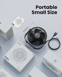 Gaiatop USB Desk Fan, 3 Speeds Portable Small Fan with Strong Airflow, 5.5 Inch Quiet Table Fan, 90° Rotate Personal Cooling Fan For Bedroom Home Office Desktop Travel (Black)  Amazon.in: Computers & Accessories - Image 7