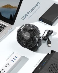 Gaiatop USB Desk Fan, 3 Speeds Portable Small Fan with Strong Airflow, 5.5 Inch Quiet Table Fan, 90° Rotate Personal Cooling Fan For Bedroom Home Office Desktop Travel (Black)  Amazon.in: Computers & Accessories - Image 6