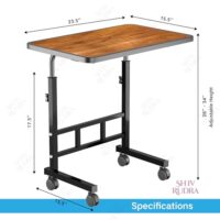 OPTIFINE Wooden Multipurpose Adjustable Height Table with Wheels for Work from Home, Study, Office and Bedroom (Wood Adjustable)  Amazon.in: Computers & Accessories - Image 5