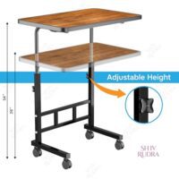 OPTIFINE Wooden Multipurpose Adjustable Height Table with Wheels for Work from Home, Study, Office and Bedroom (Wood Adjustable)  Amazon.in: Computers & Accessories - Image 3