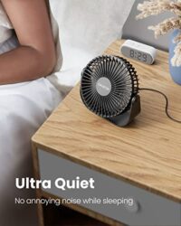 Gaiatop USB Desk Fan, 3 Speeds Portable Small Fan with Strong Airflow, 5.5 Inch Quiet Table Fan, 90° Rotate Personal Cooling Fan For Bedroom Home Office Desktop Travel (Black)  Amazon.in: Computers & Accessories - Image 3