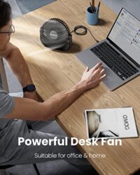 Gaiatop USB Desk Fan, 3 Speeds Portable Small Fan with Strong Airflow, 5.5 Inch Quiet Table Fan, 90° Rotate Personal Cooling Fan For Bedroom Home Office Desktop Travel (Black)  Amazon.in: Computers & Accessories - Image 2