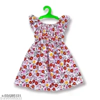 New Fancy Designer Yellow baby Girls Cotton Floral Printed Frocks / Midi / Jabhla Dresses set for infant to kids (Combo Pack of 4) - Image 5