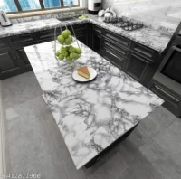 DOM EXPORT Wall Stickers Marble Wallpaper Furniture Kitchen, Cabinets, Almirah, Tabletop, Plastic Table, Wooden Table, Wardrobe, Renovation PVC DIY Self Adhesive Sticker 78X24 INCH (WHITE DARK LINE 165) - Image 5