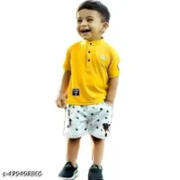 Baby Boys Dress Green White Printed,