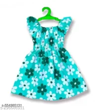 New Fancy Designer Yellow baby Girls Cotton Floral Printed Frocks / Midi / Jabhla Dresses set for infant to kids (Combo Pack of 4) - Image 3