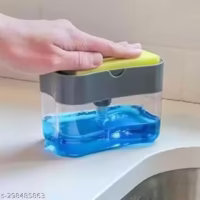 2 in 1 Press-Type Sink Dishwasher Liquid Soap Dispenser Pump with Sponge Holder Caddy for Home and Kitchen Accessories(Multicolour) - Image 2
