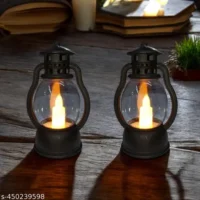 Extreme Karigari Decorative LED Lantern with Tealight | Hanging and Table Top | Best for Diwali, Festivals, Christmas, New Year and Home Decoration (Black, Set of 2)