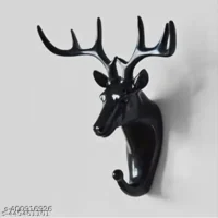 FLOWIN_Deer Head Hanging Hook, Self Adhesive Wall Door Hook Hanger Bag Keys Sticky Holder(Black), Plastic, Pack of 1 Plastic Key Holder - Image 2
