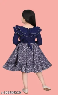 KIDS DRESS FOR BABY GIRL BLUE - Image 3