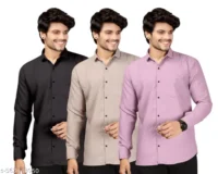 Men's Popcorn Textured Shirt Combo - Pack of 3