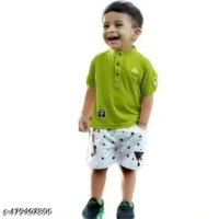 Baby Boys Dress Green White Printed, - Image 2