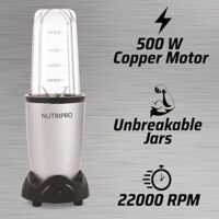 Buy NutriPro Juicer Mixer Grinder - Smoothie Maker - 500 Watts (2 Jars & 1 Blade, Silver) - 2 Year Warranty Online at Low Prices in India - Amazon.in - Image 2