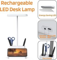 Buy AL-AFANDI Rechargeable Desk Lamp with 6-Month Warranty, Touch Sensor, USB Type-C Charging, 3 Light Modes, Gooseneck, Study Lamp with Phone Holder & Organizer for Students, Office & Bedside Use Online at Low Prices in India - Amazon.in - Image 4