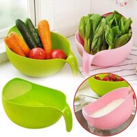 Kitchenwell Multi-Purpose Strainer or Washer Bowl for Rice Fruits & Vegetable Rice Bowl(Green, Pack of 1)  Amazon.in: Home & Kitchen - Image 4