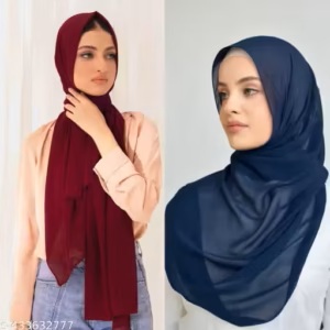 NAVY AND MAROON COLOR COMBO Of GEORGETTE PLAIN HIJAB 70X180CM