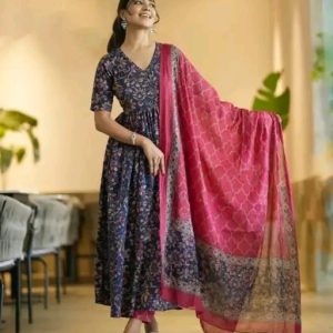 Women Printed Anarkali Kurta and Pant set With Dupatta | Anarkali Suit | Printed Kurta | Flared Kurta | Ethnic Set | Kurta Set | Wedding Suits | Size: S to 6XL