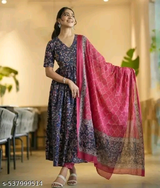 Women Printed Anarkali Kurta and Pant set With Dupatta | Anarkali Suit | Printed Kurta | Flared Kurta | Ethnic Set | Kurta Set | Wedding Suits | Size: S to 6XL