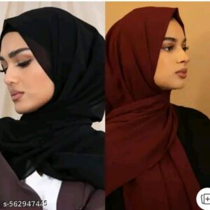 ms_tmlmk_512_562947445 BEAUTIFUL MAROON AND BLACK COLOR MALAYASIAN GEORGETTE HIJAB COMBO